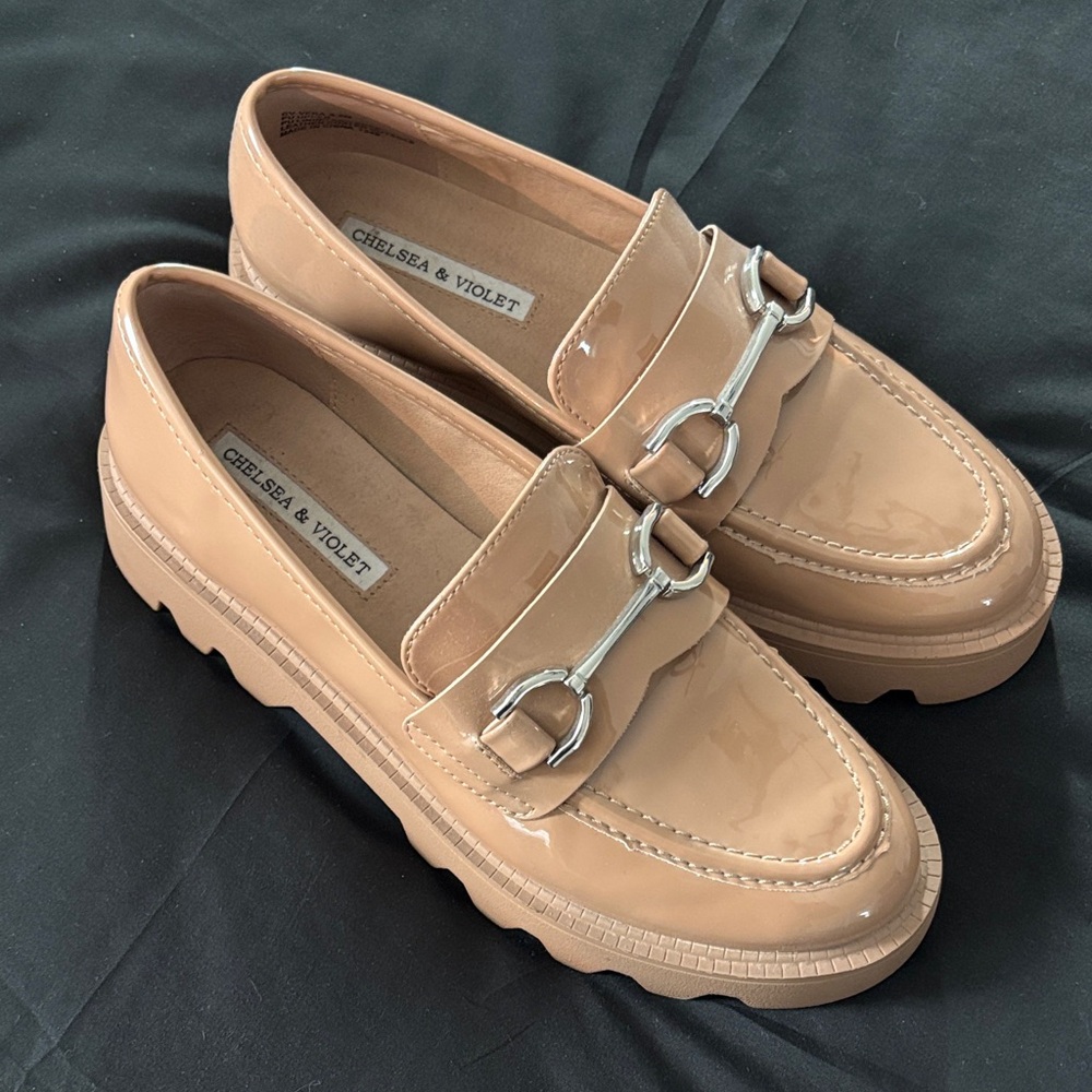 Chelsea & Violet Beige Patent Loafers